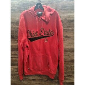 Ohio State Buckeyes Zip Up Hoodie Sweatshirt Men's L Long Sleeve OSU Red Adult
